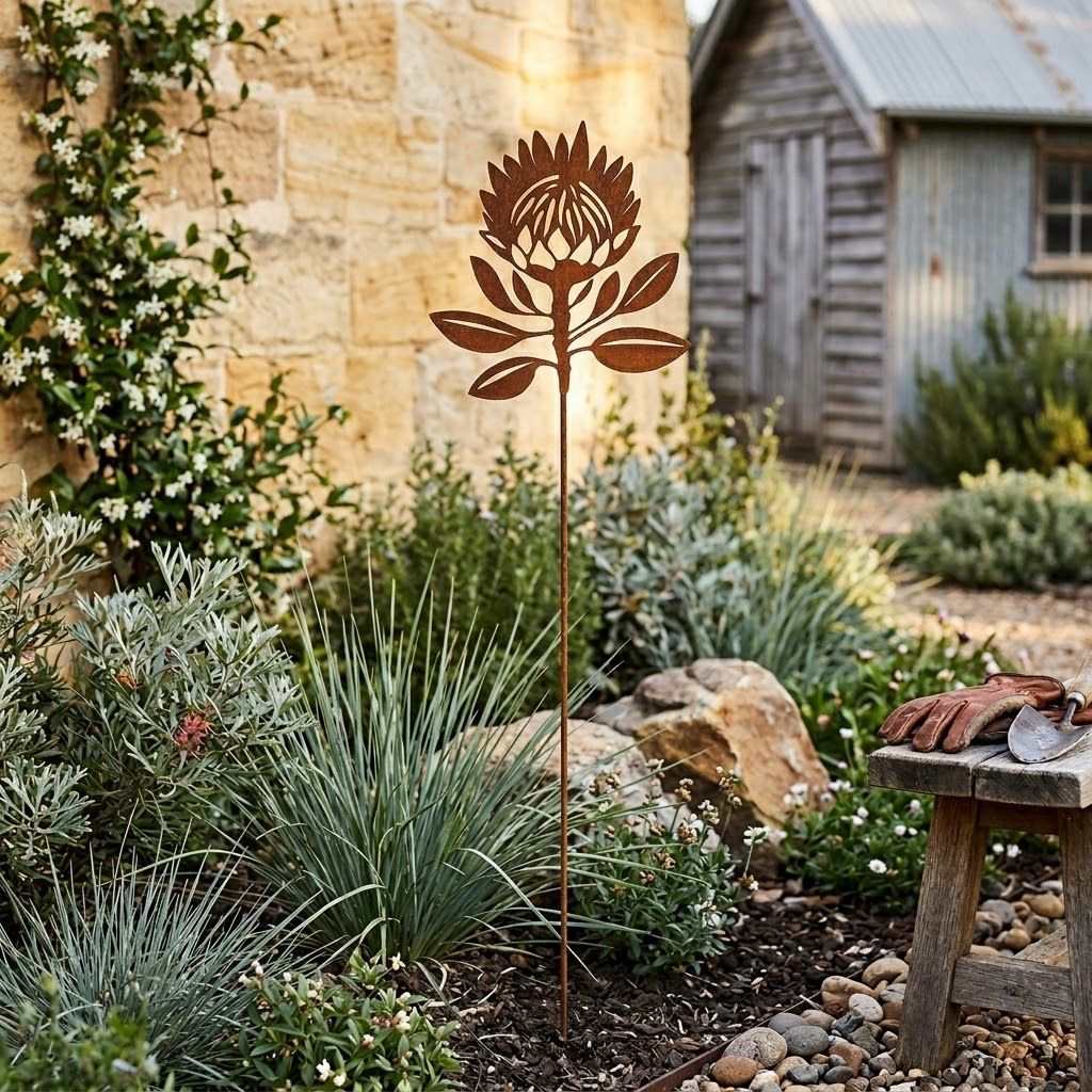 Protea w/long Stake Australian Made Metal