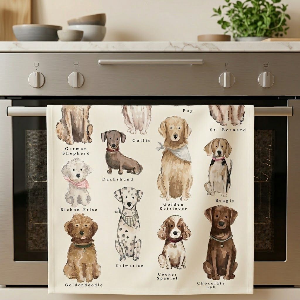 Cute Dog Breeds Cotton Tea Towel Australian
