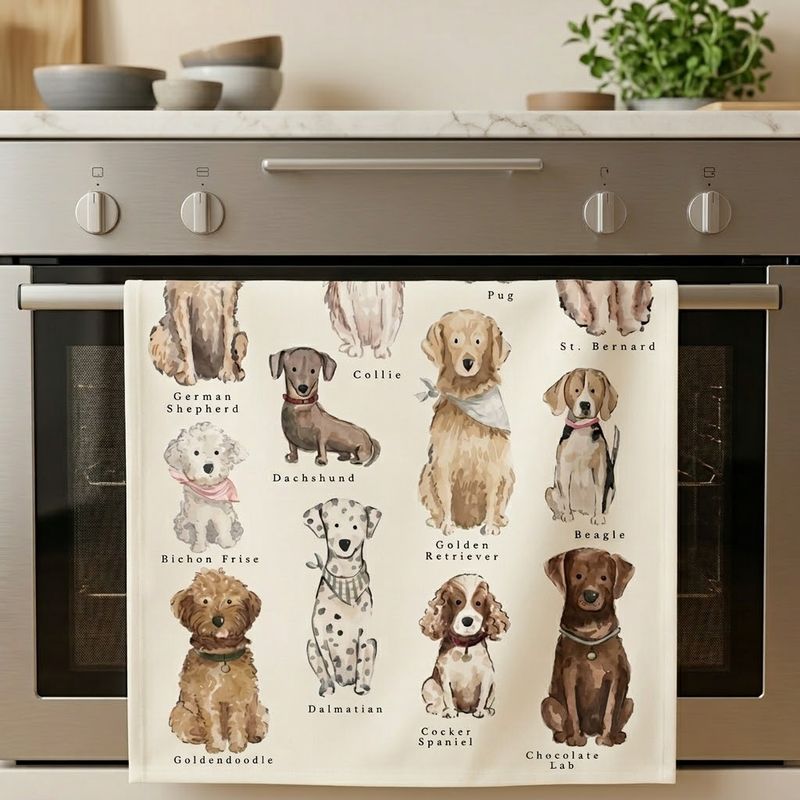 Cute Dog Breeds Cotton Tea Towel Australian