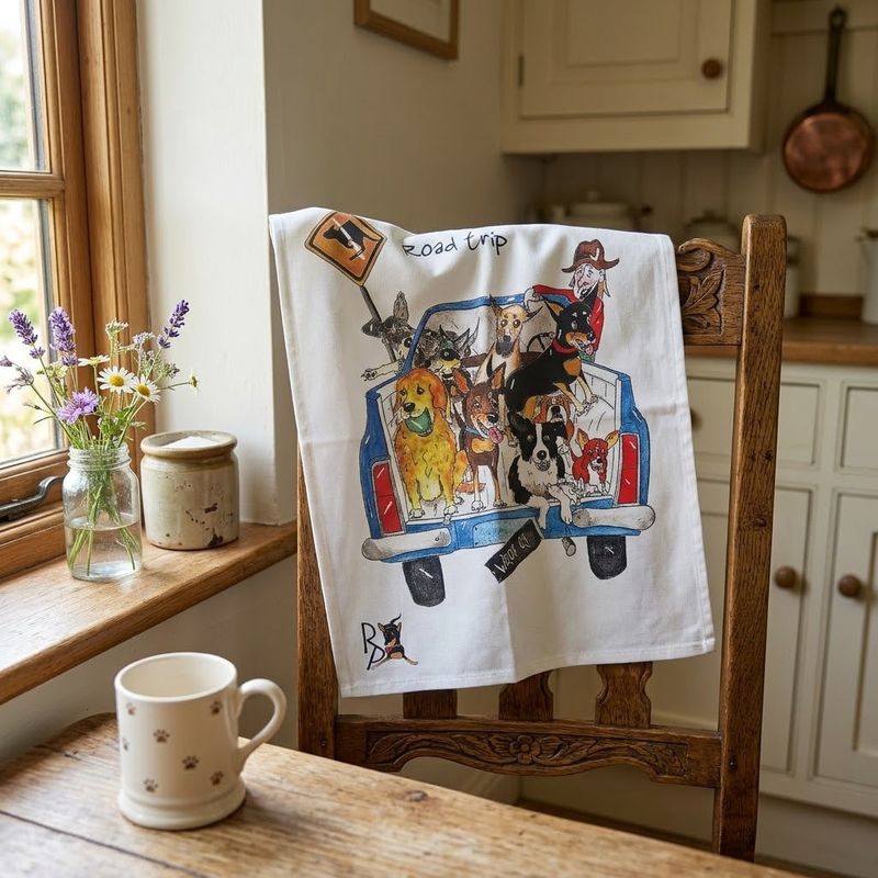 Road Trip Dog Breeds Cotton Tea Towel Australian