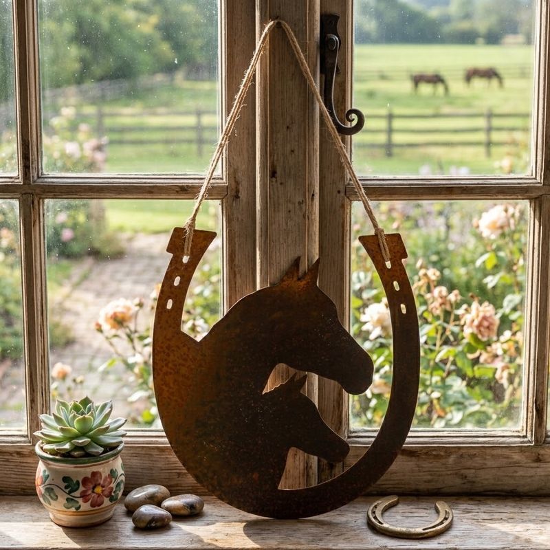 Horse &amp; Foal Horseshoe Wall Art Aust Made