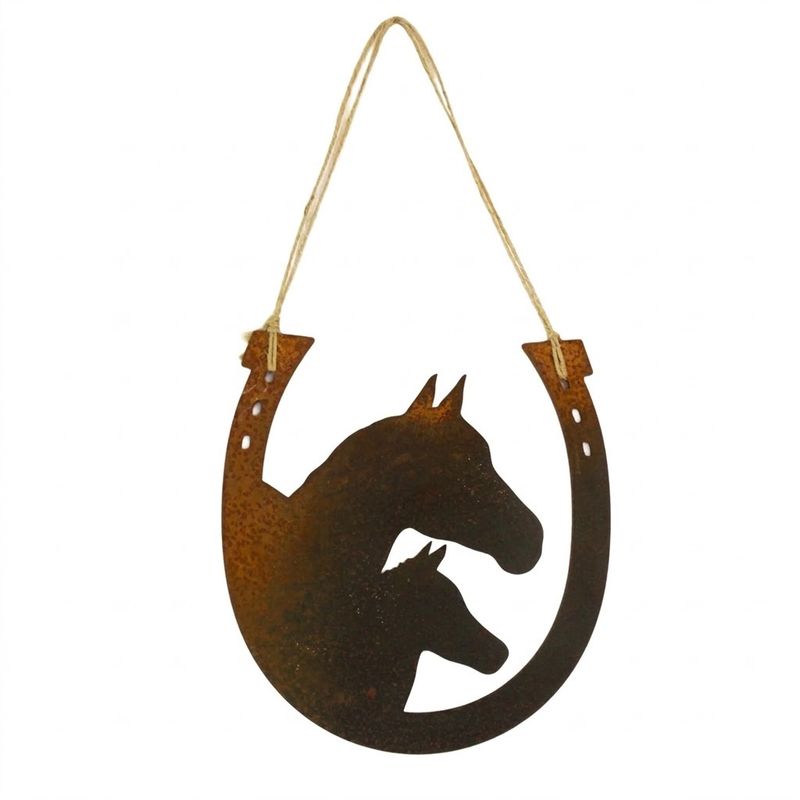 Horse &amp; Foal Horseshoe Wall Art Aust Made