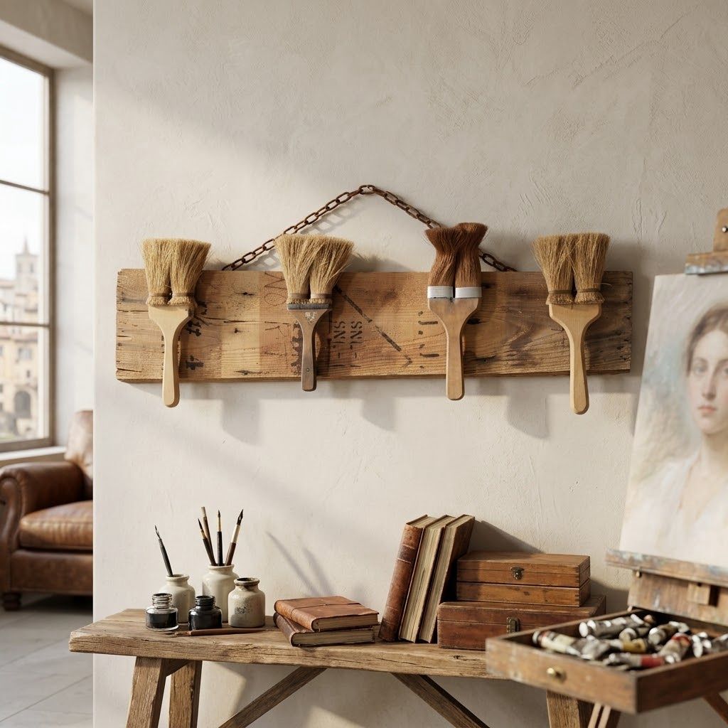 Vintage Wooden Paintbrush Wall Art