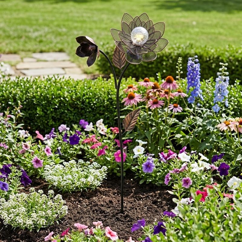 Bronze Lotus Flower Metal Art Solar Light