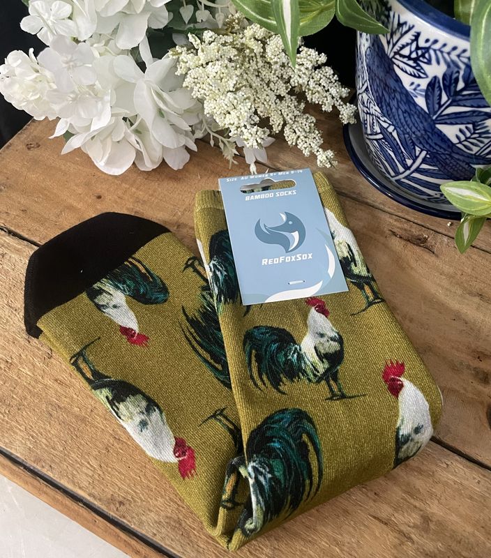 You Rooster! Bamboo Socks Womens9+/Mens 9-14