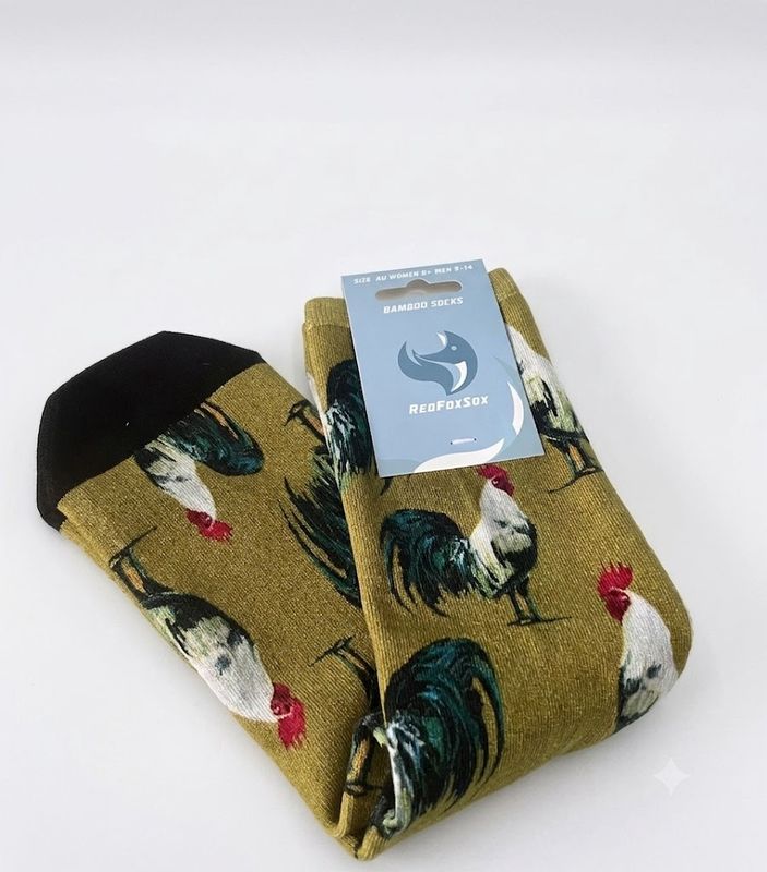 You Rooster! Bamboo Socks Womens9+/Mens 9-14