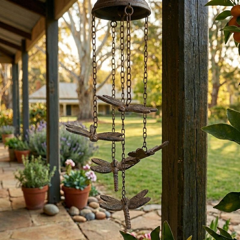 Cast Iron 5 Dragonflies Wind Chime