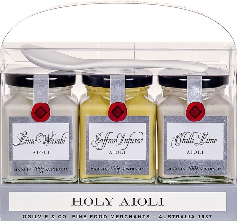 Holy Aioli Trio Gift Pack Chilli/Saffron/Lime Wasabi