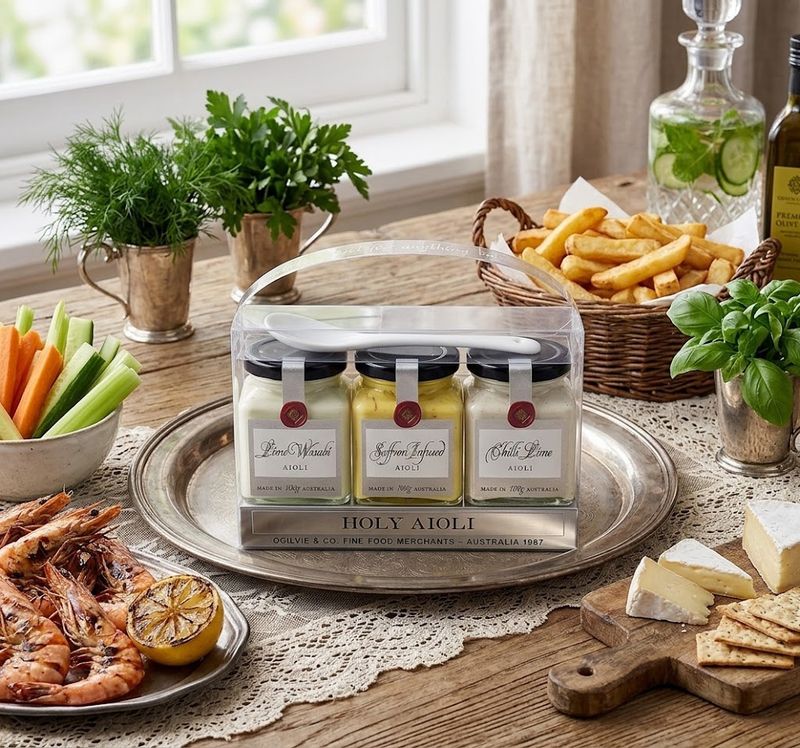 Holy Aioli Trio Gift Pack Chilli/Saffron/Lime Wasabi