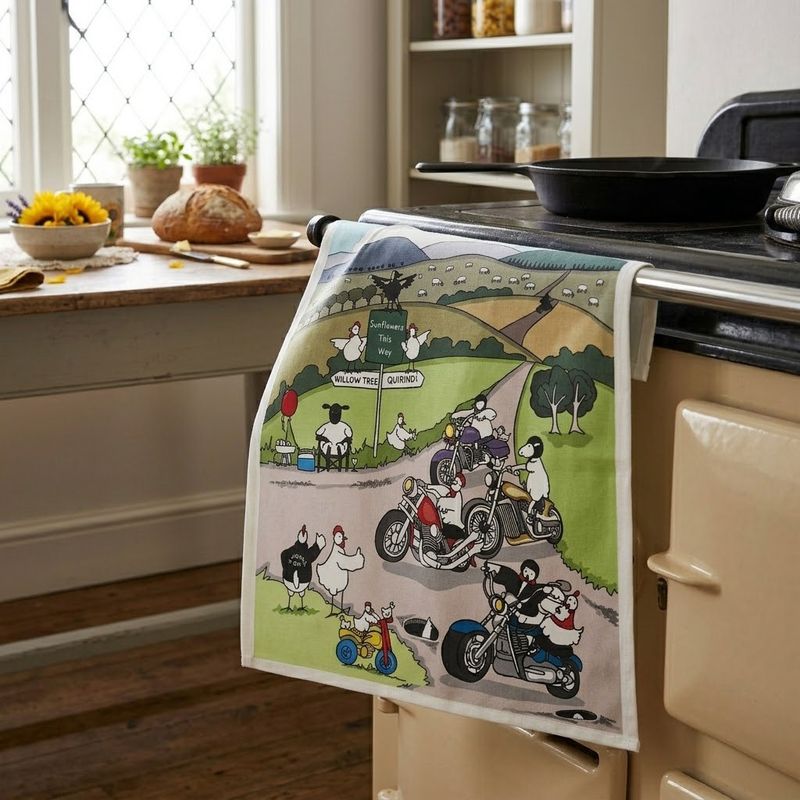 Quirindi &amp; Willow Tree Souvenir Motorbike Tea Towel Australian Made