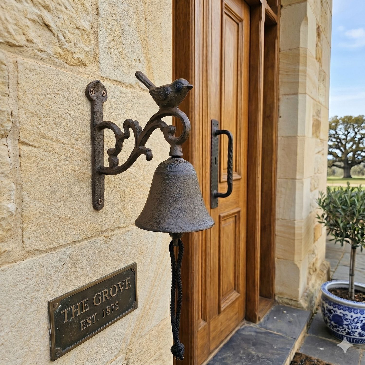 Little Bird On Lacework Cast Iron Doorbell