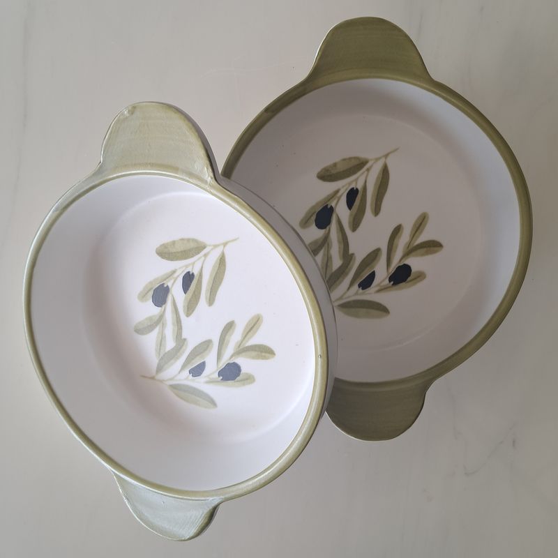 Olives Ceramic Ramekin-style Dishes 2pc Set