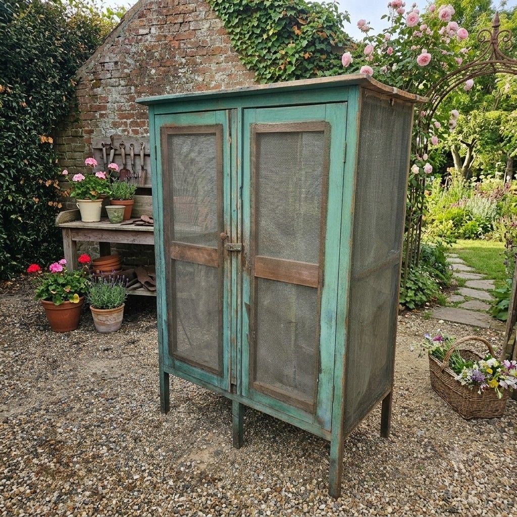 Antique Extra Large Meat Safe food Pantry in Green!