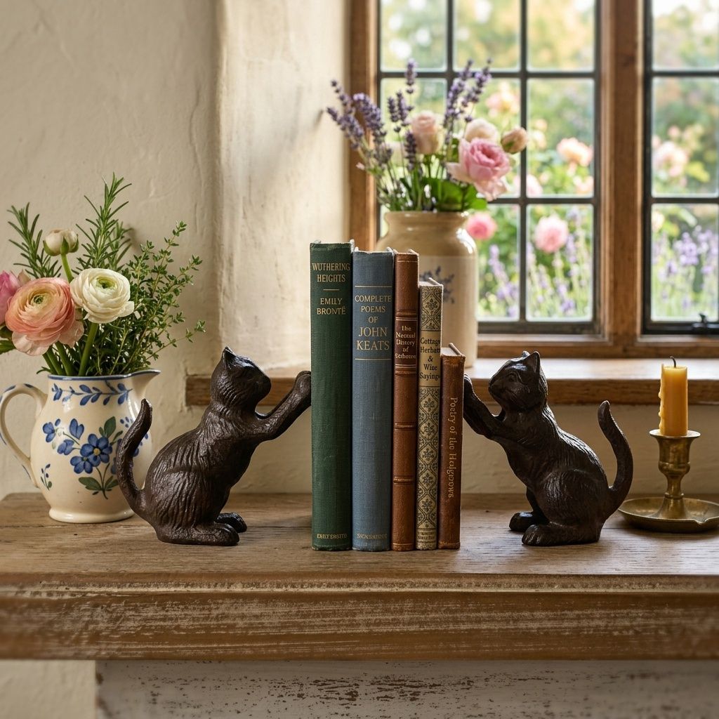 Cast Iron Cat Bookends s/2
