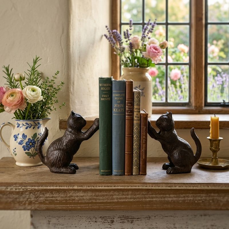 Cast Iron Cat Bookends s/2
