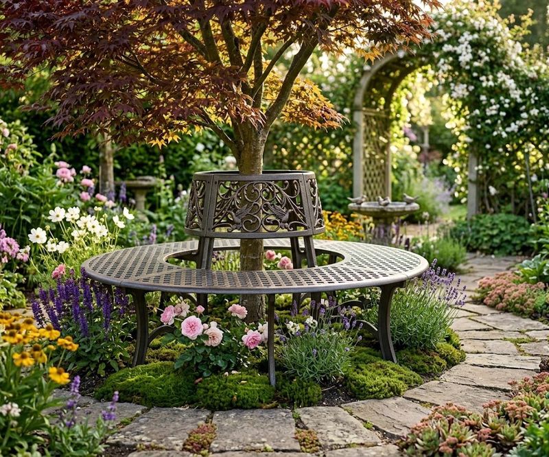 Cast Iron Tree Surround Bench Hummingbird