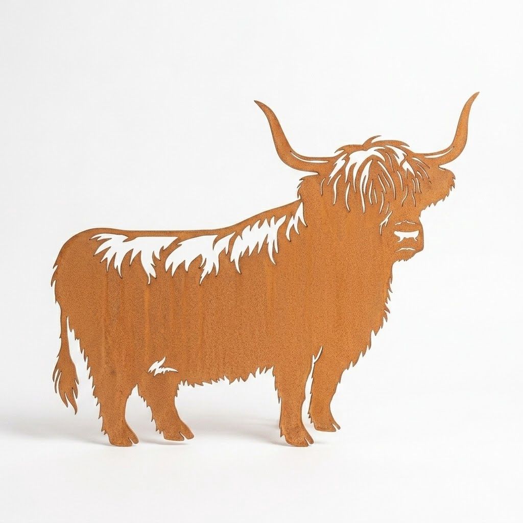 Highland Cow Australian Metal Art, Type: W/Out