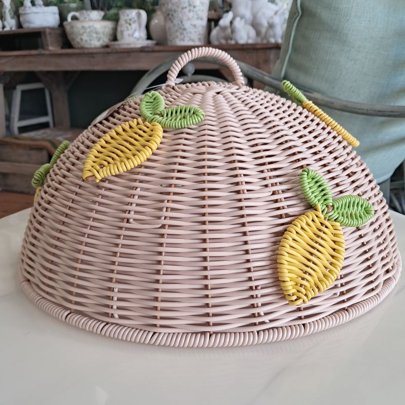 Citron Woven Basket Food Cover