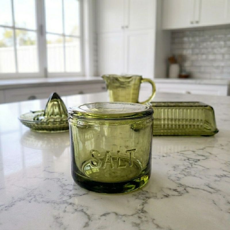 Lia Glass Salt Jar Green