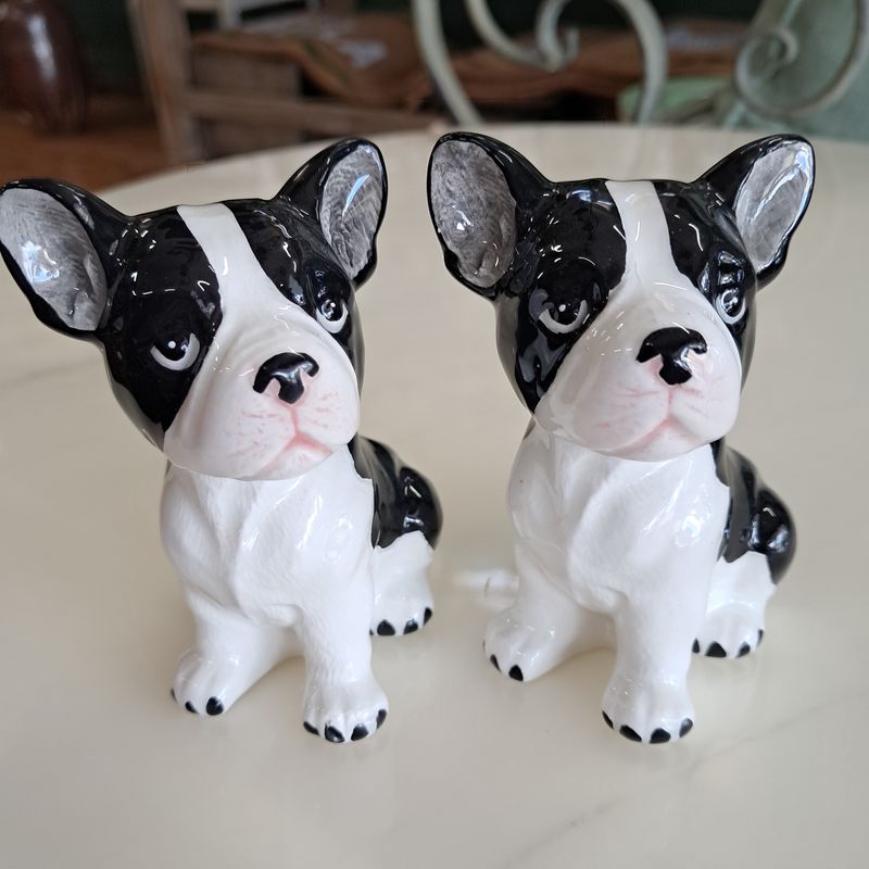 Frenchie French Bulldogs Ceramic s/2 Salt &amp; Pepper Shakers
