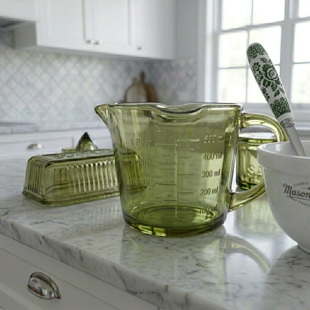Lia Glass Measuring Jug Green w/3 Pour Spouts