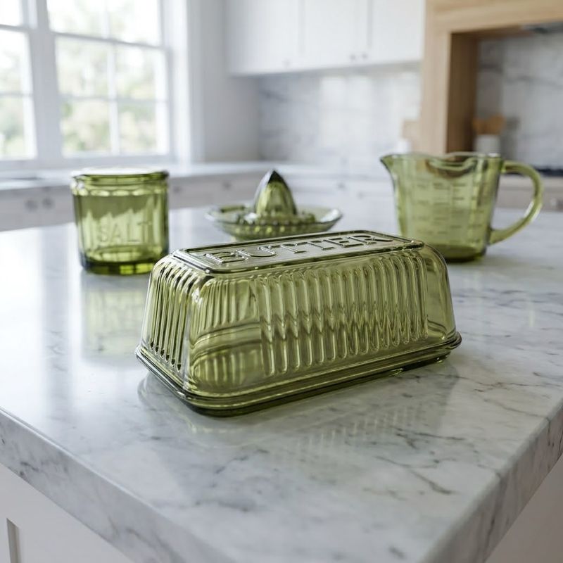 Lia Glass Butter Dish Green