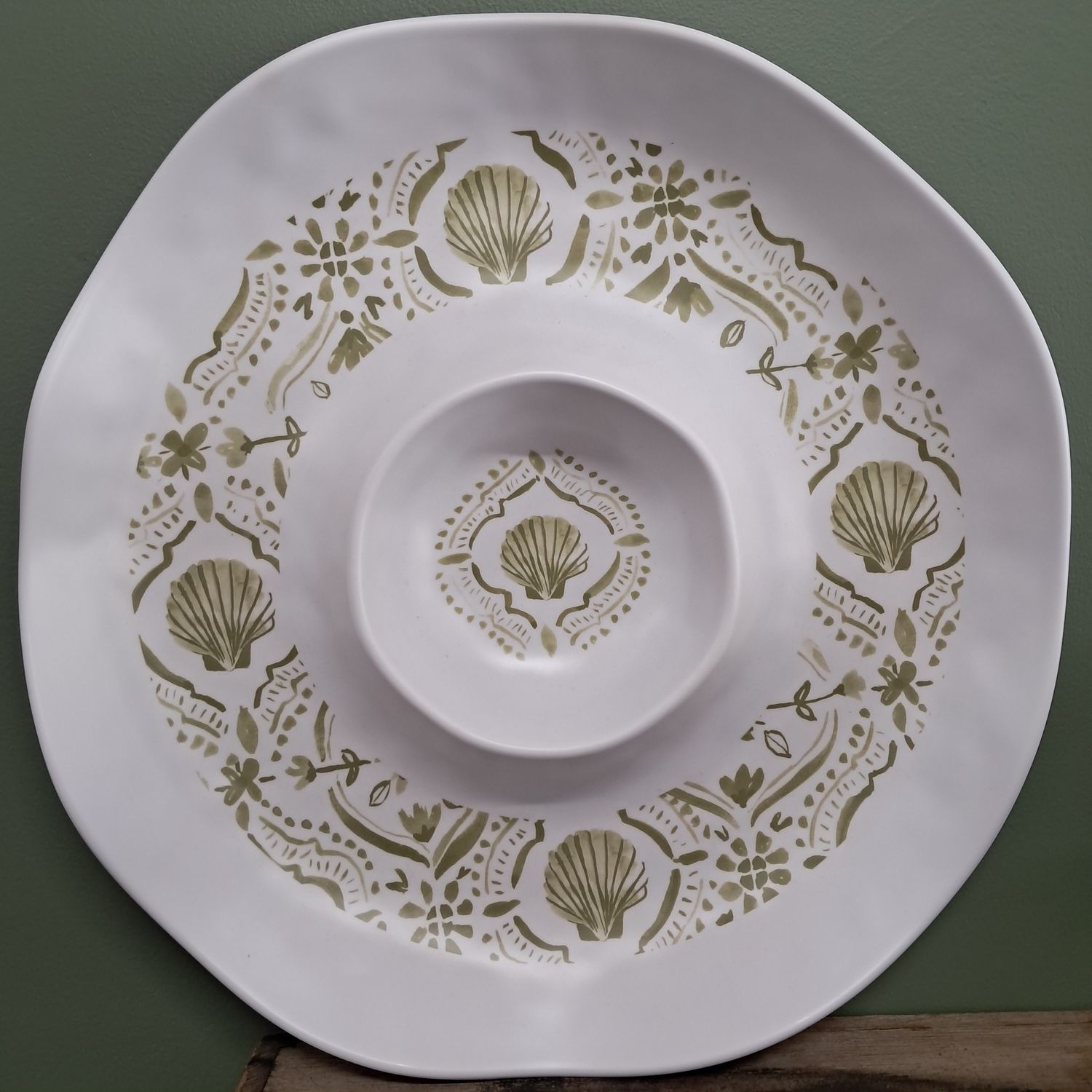 Costiera Melamine Chip &amp; Dip Bowl Olive