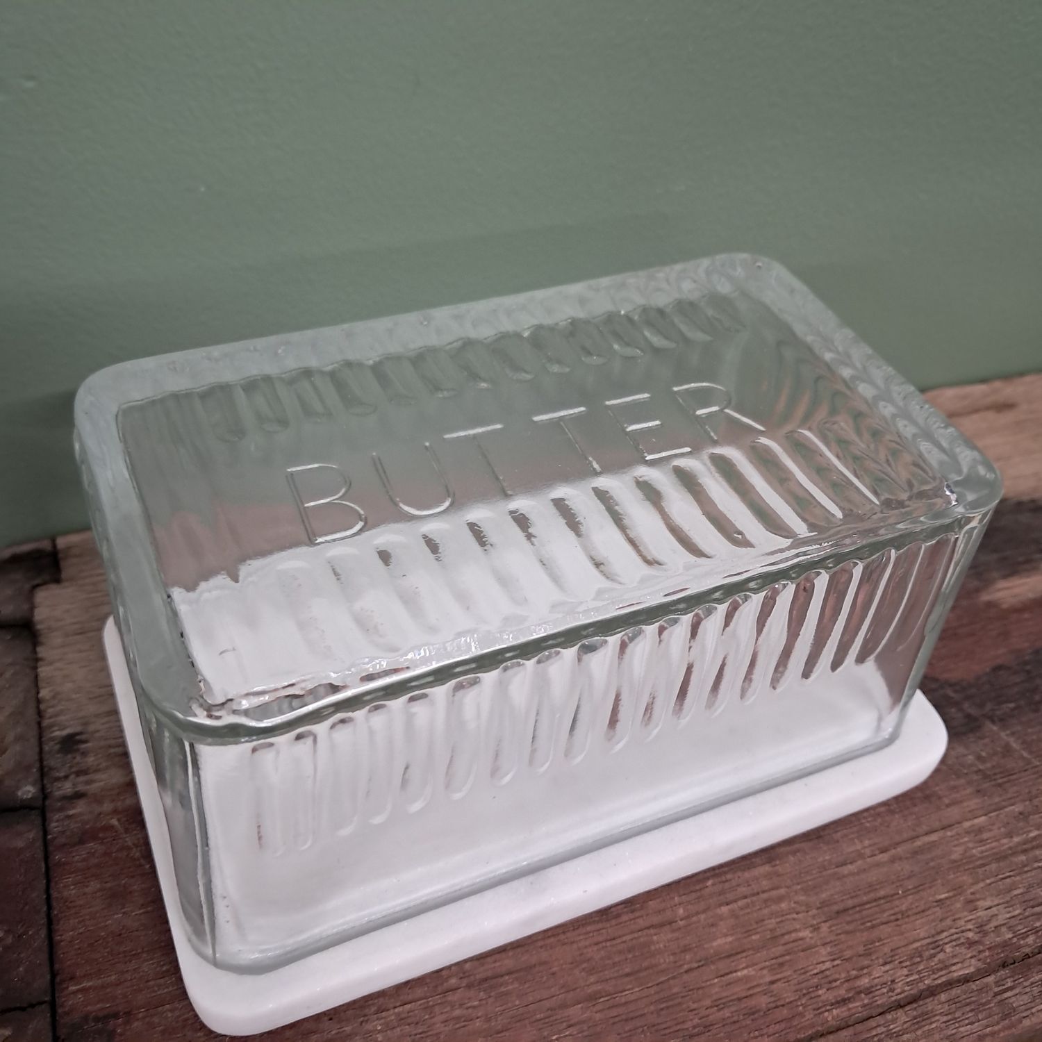 Mira Marble &amp; Glass Butter Dish White