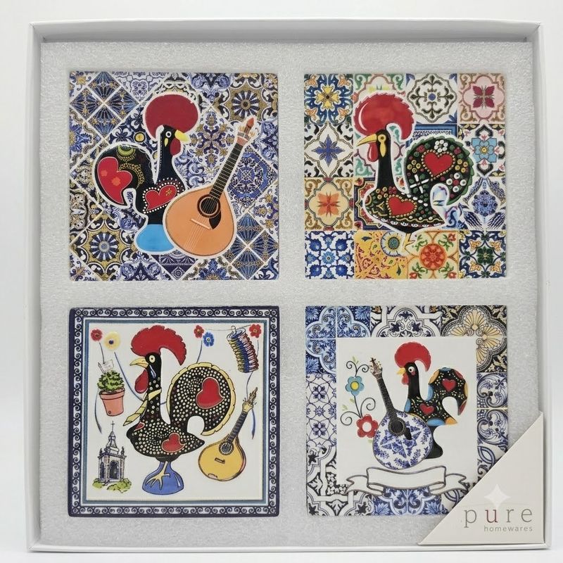 Indigo Ceramic Barcelona Coasters s/4