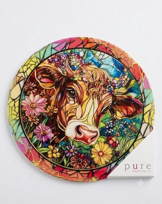 Jericho Ceramic Round Tan Cow Trivet