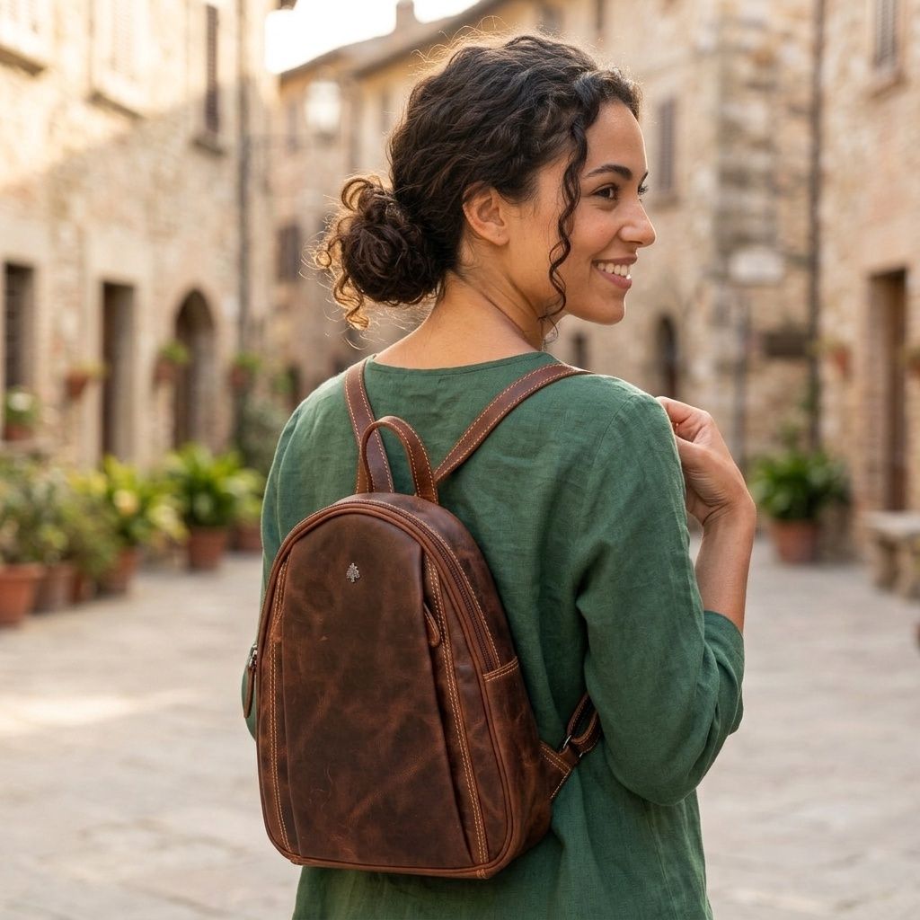The Wynona Leather Backpack, Colour: Sorghum