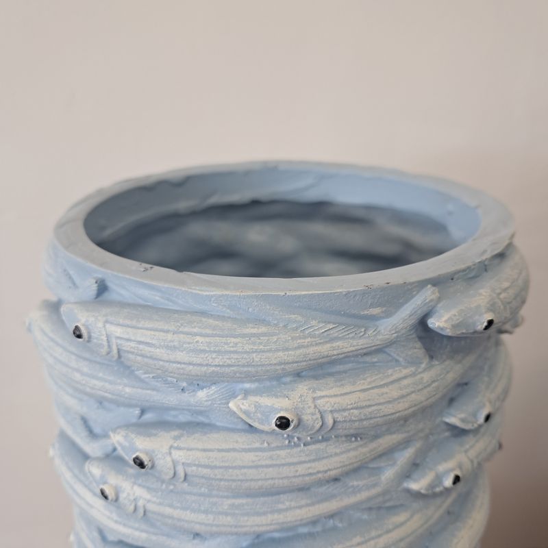 Sam Sardine Resin Vase 16x26cm Blue