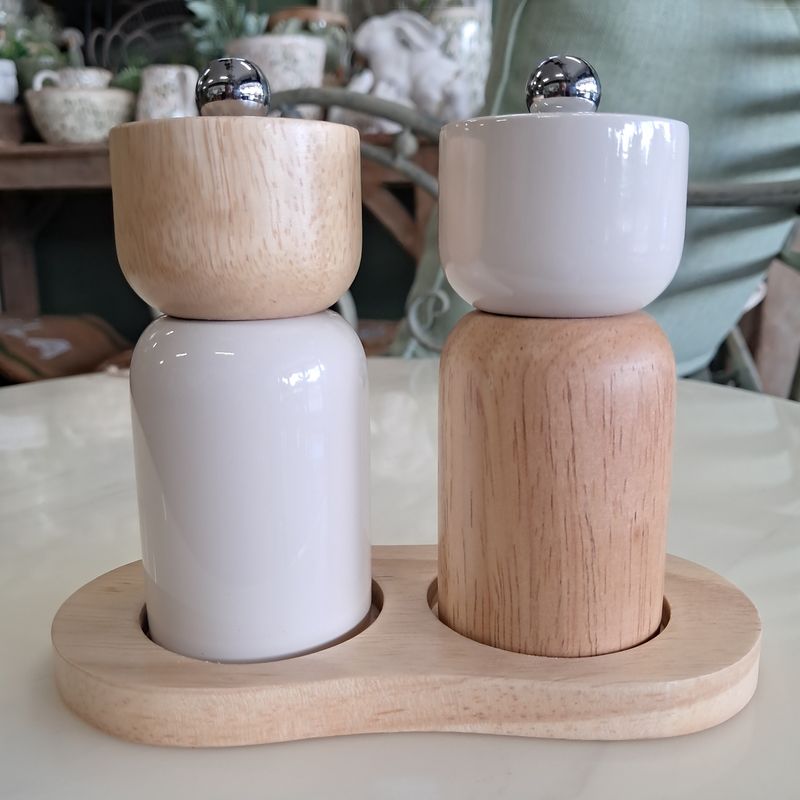 Eta 3pc Wood Salt &amp; Pepper Set 15x7.5x12cm Ivory