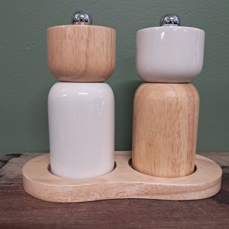 Eta 3pc Wood S&amp;P Set 15x7.5x12cm Ivory