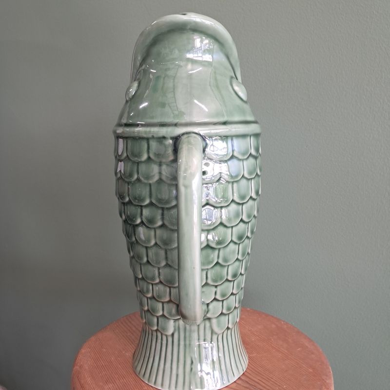 Fin Ceramic Fish Jug / Vase - Olive