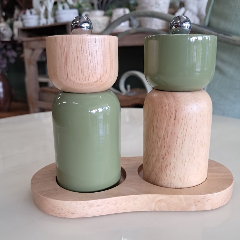 Eta 3pc Wood S&amp;P Set 15x7.5x12cm Olive