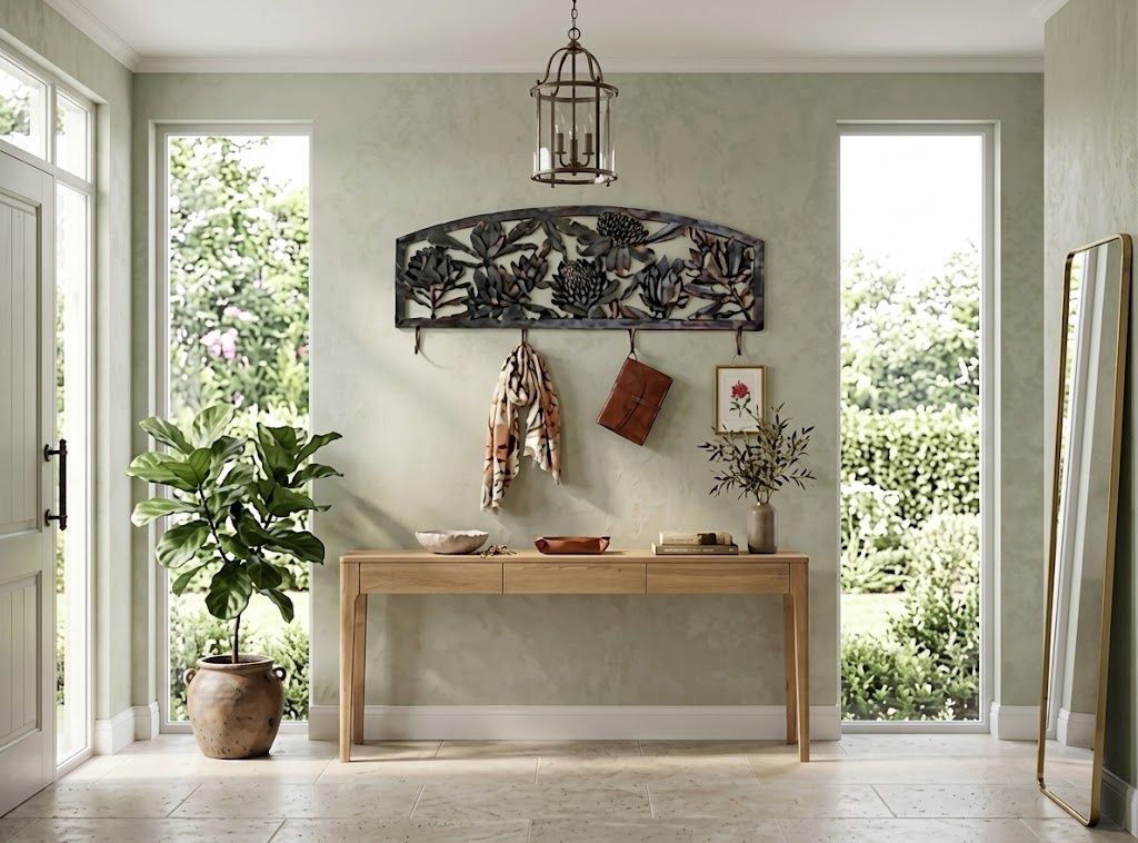 Waratah Cast Metal 4 Hook Coat Rack/Wall Art