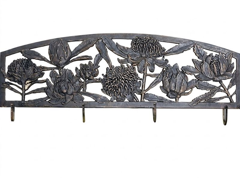 Waratah Cast Metal 4 Hook Coat Rack/Wall Art