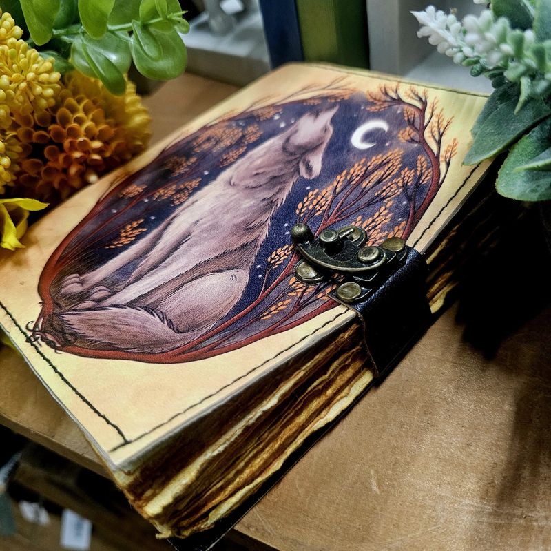 The Howl of the Wolf at the Moon Leather Journal