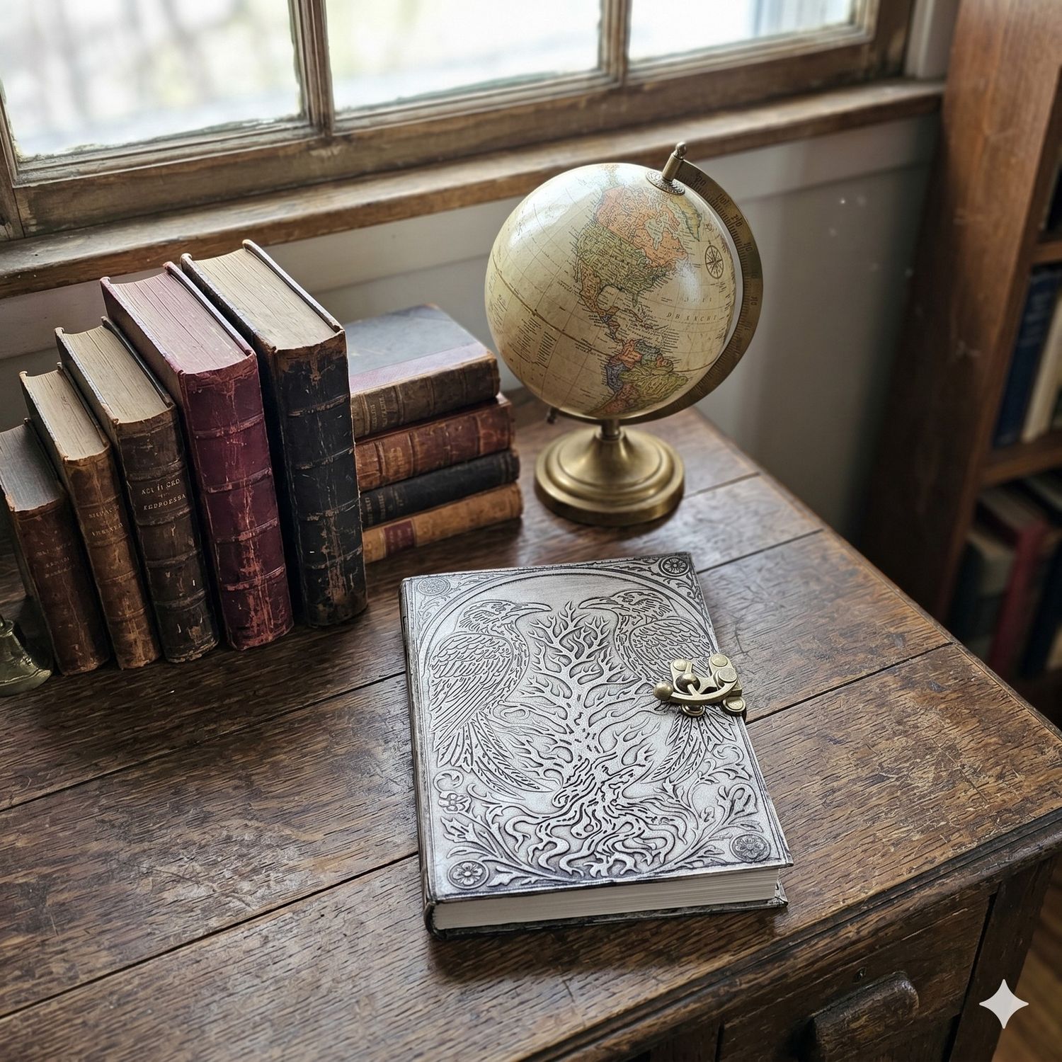 Twin Ravens Tooled Leather Journal