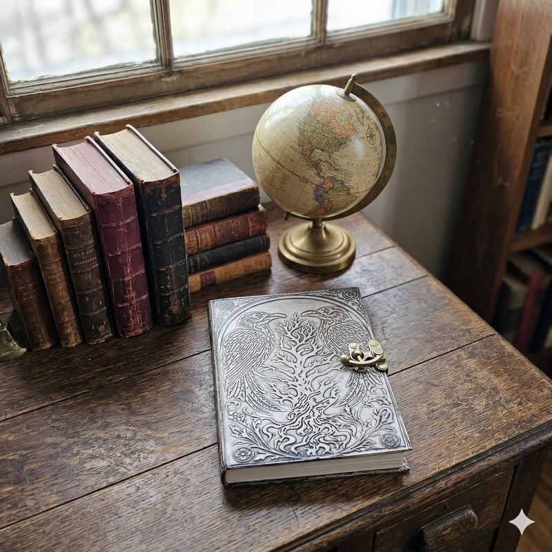 Twin Ravens Tooled Leather Journal