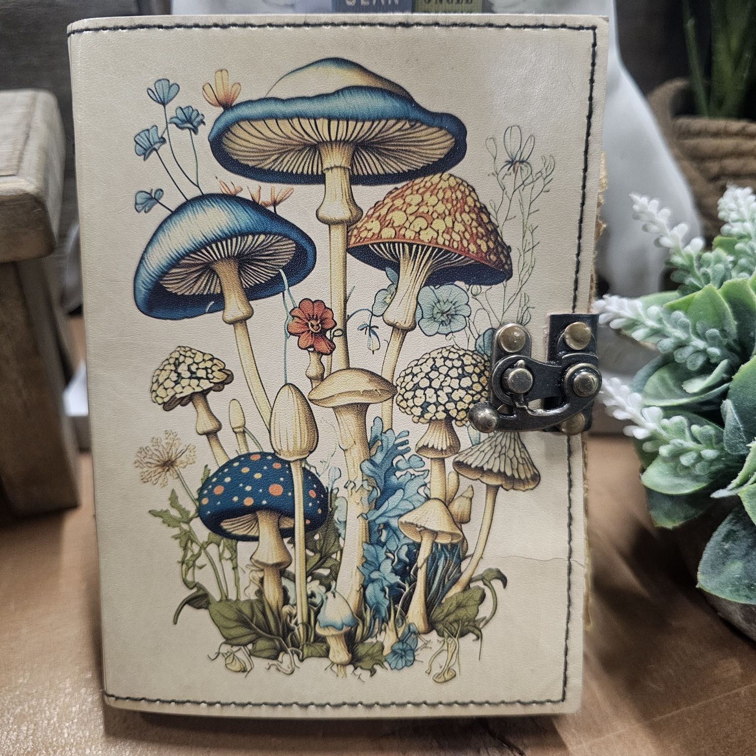 Mushrooms &amp; Cottage Garden Flower Leather Journal