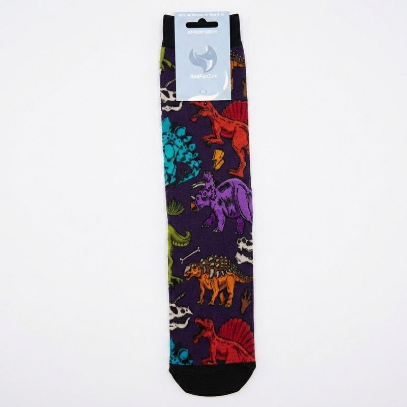 Jurassic Dinosaur Bamboo Socks women sz 9+/men 9-14