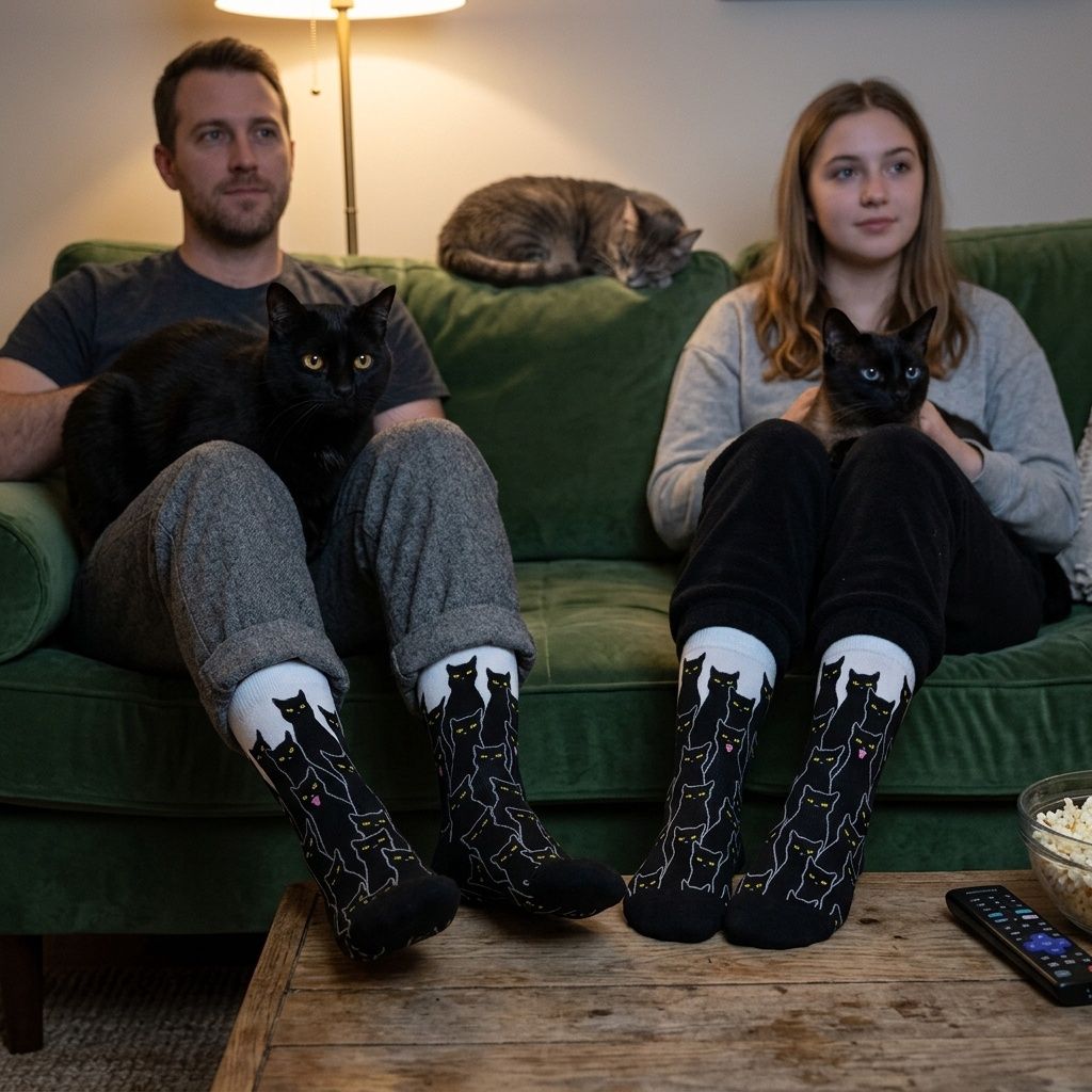 Nine Lives Cat Bamboo Socks W9+ M9-14