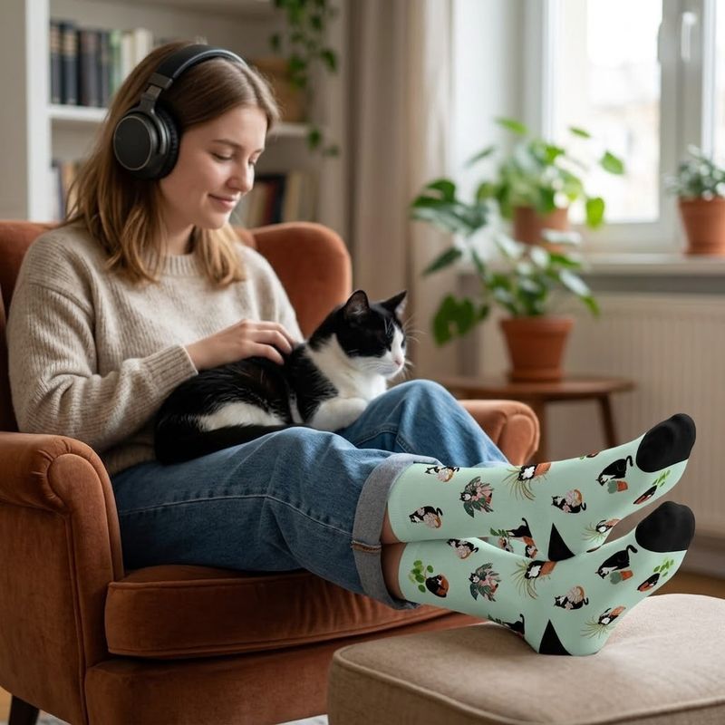 Cats &amp; Plants Bamboo Socks w5-12 m6-11