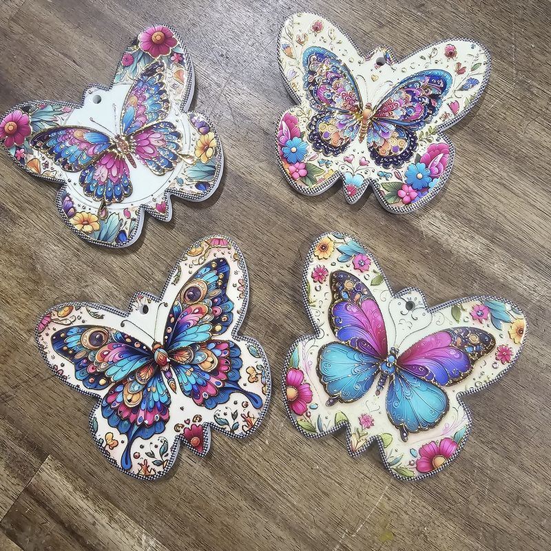 Geisha Ceramic Butterfly Coasters Set 4