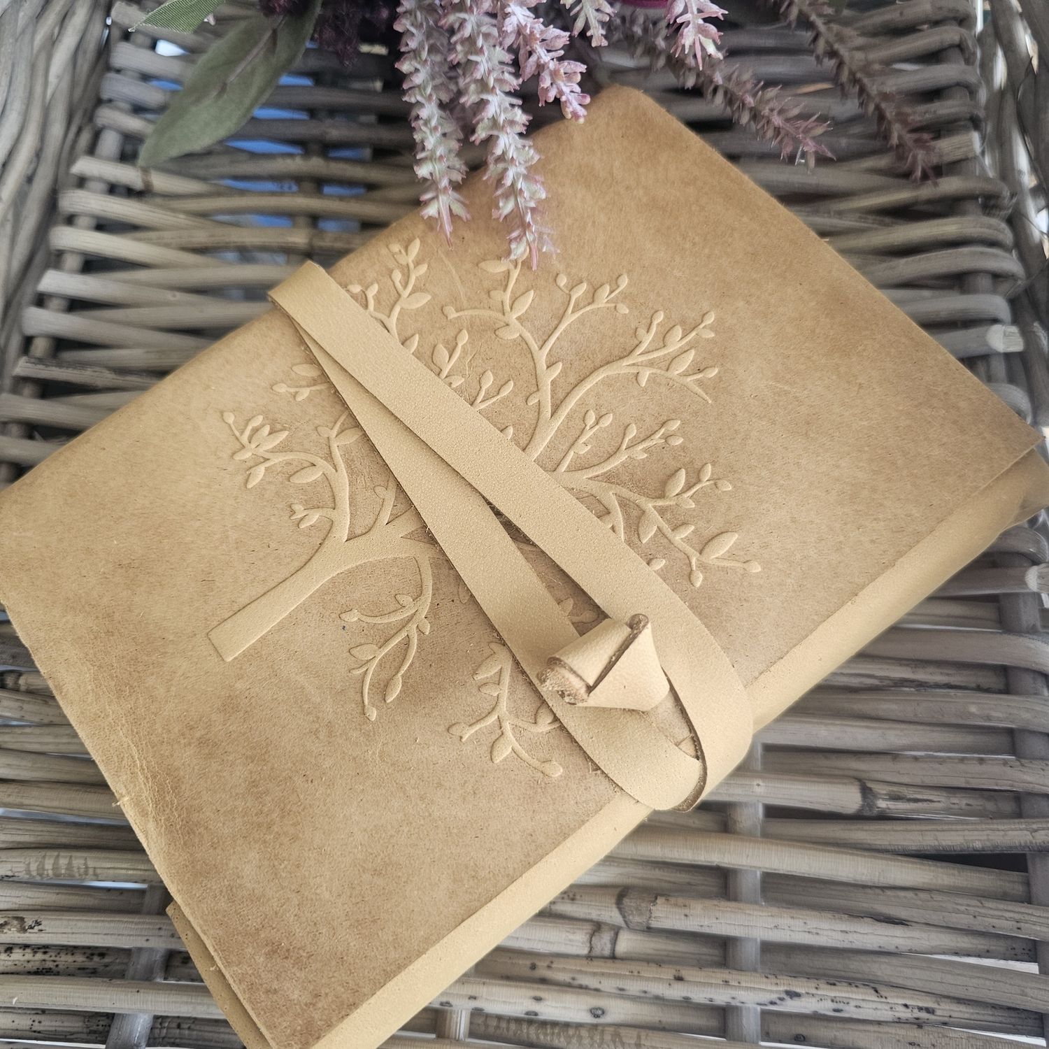 Tree of Life Leather Journal w/Wrap Around Strap