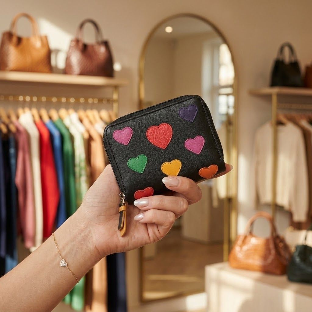 The Lulu Coloured Hearts Leather Wallet