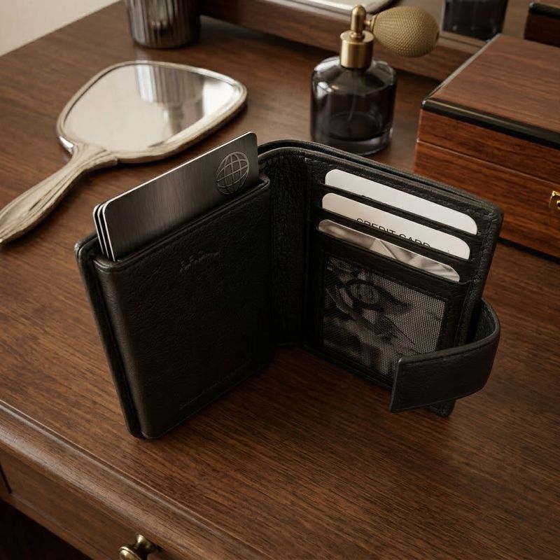 Rfid Card Holder Pop Up Black Leather Wallet