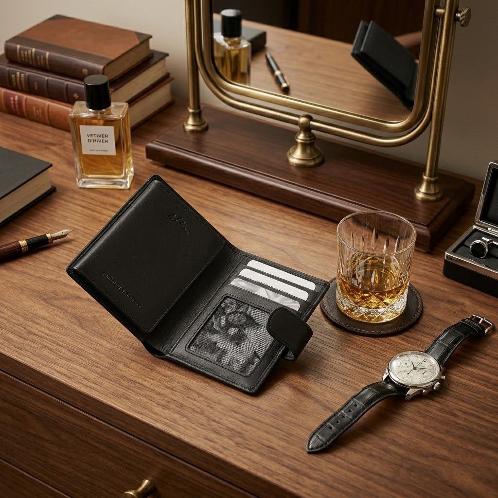 Rfid Card Holder Pop Up Black Leather Wallet